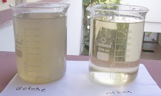 Сравнение исходной и переработанной воды на установке ВФ